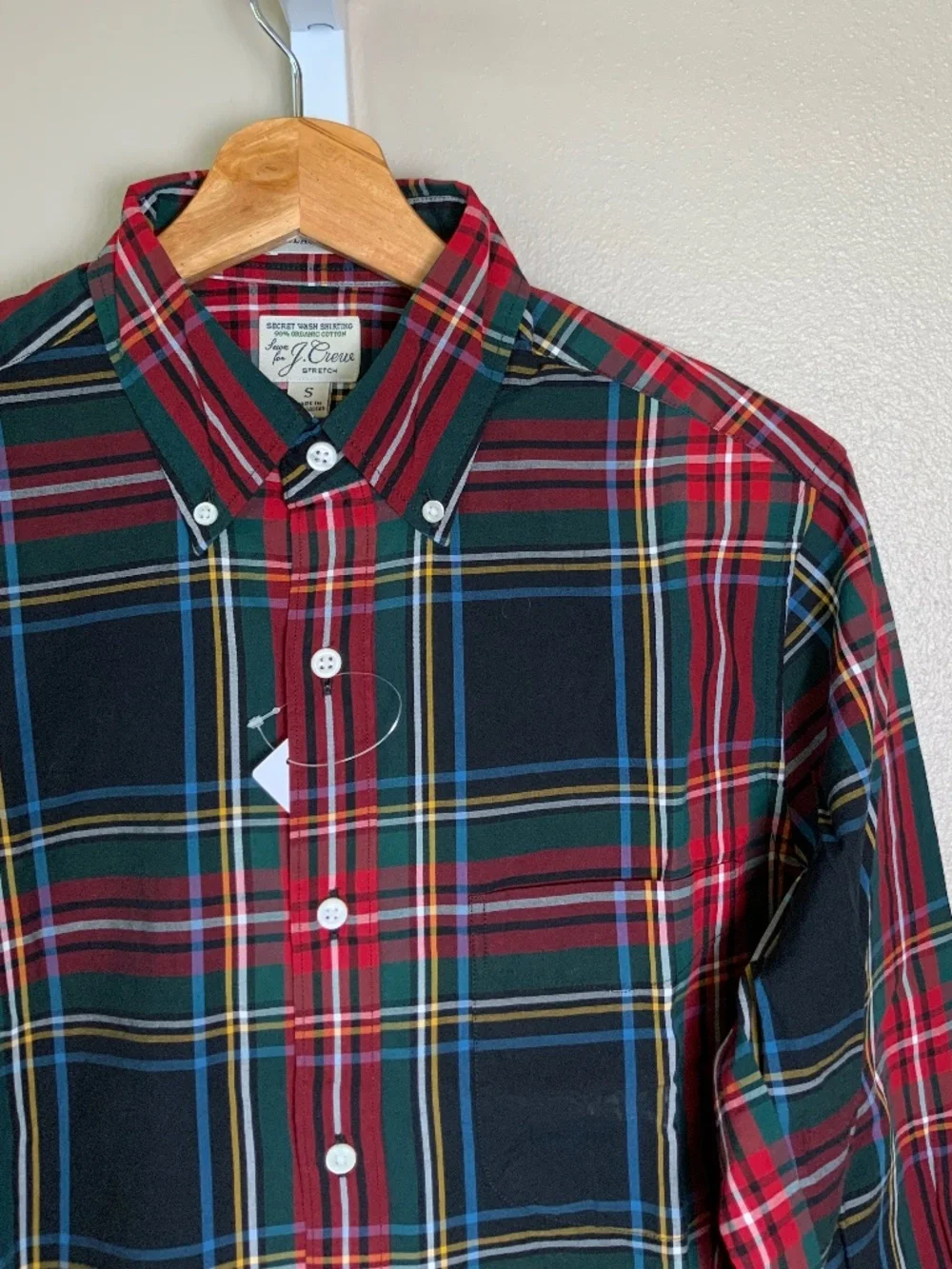 J. Crew Classic Stretch Secret Wash Stewart Tartan Organic Cotton Oxford Shirt